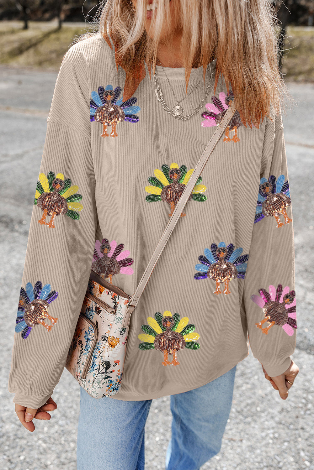 Turkey Graphic Corded Sweatshirt (4 Colors Available)