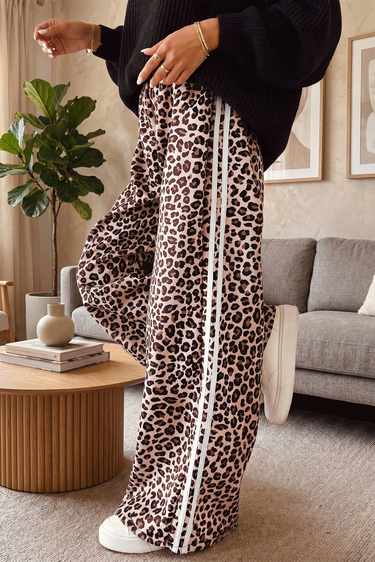 Leopard Print Wide Leg Pants