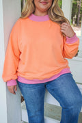 Contrast Trim Plus Size Sweatshirt