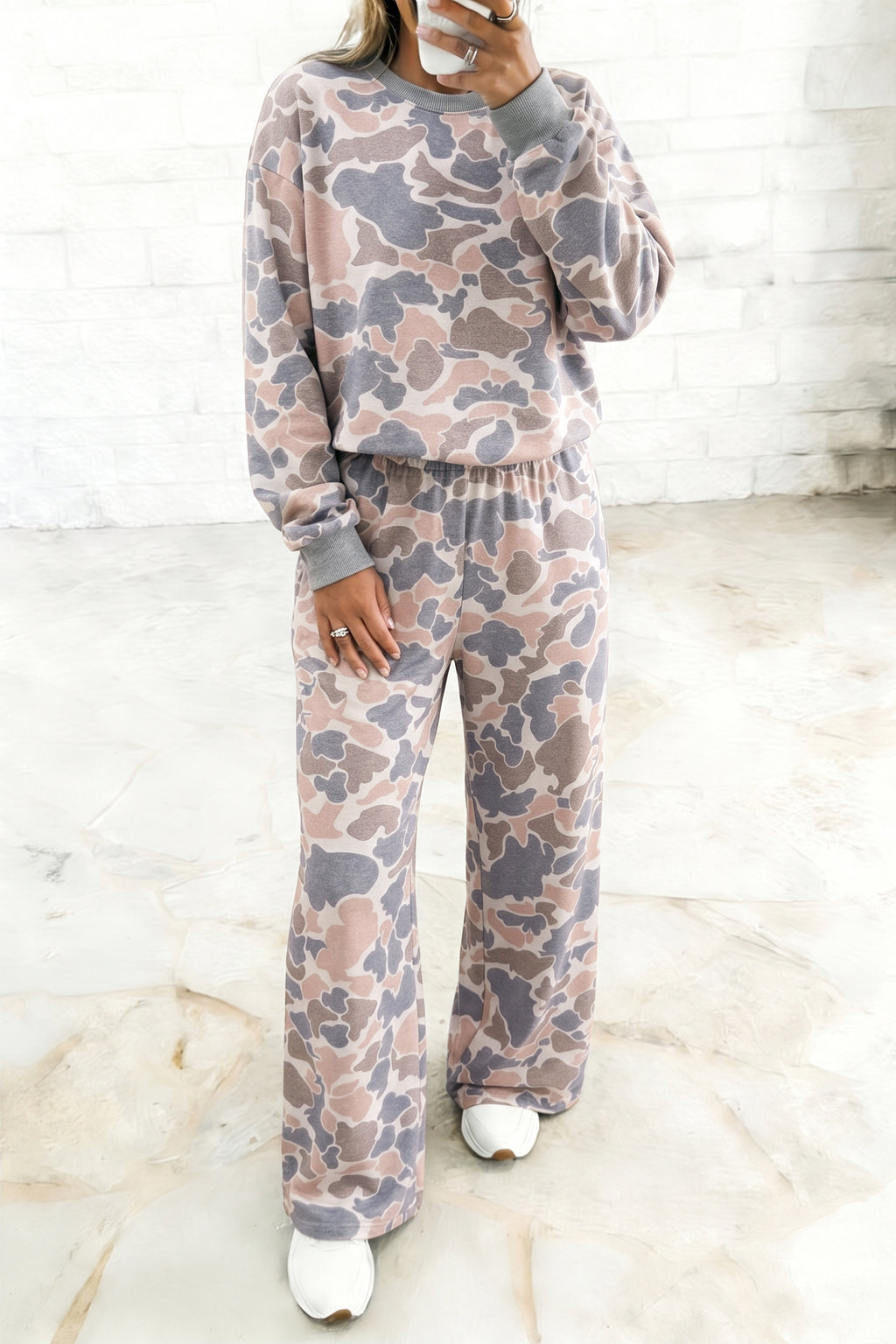 Camouflage Long Sleeve Top & Pants Set