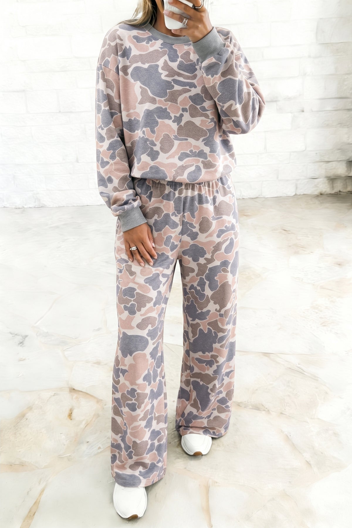 Camouflage Long Sleeve Top & Pants Set
