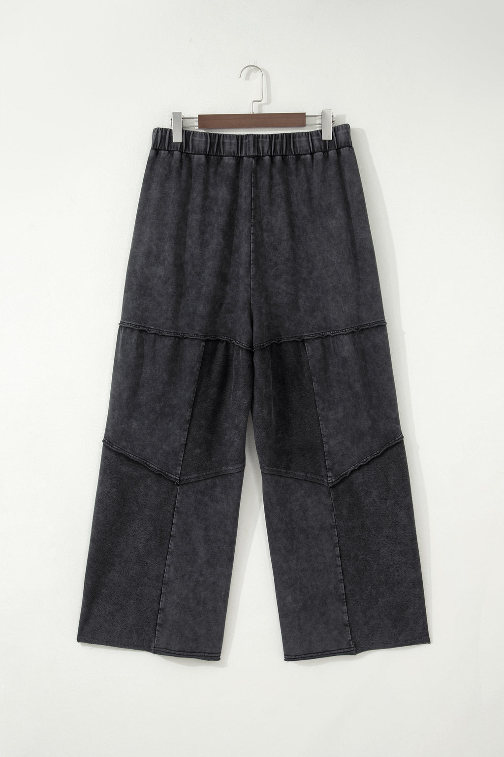 Mineral Wash Patchwork Wide Leg Plus Size Pants