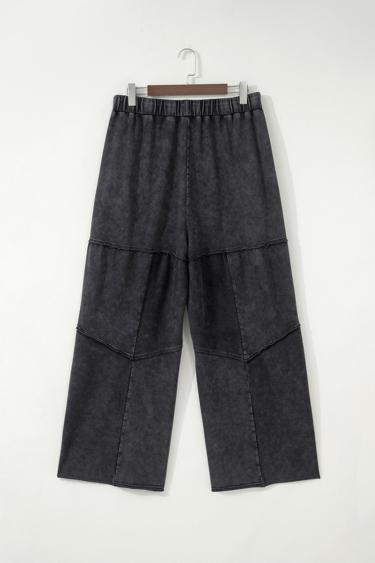 Mineral Wash Patchwork Wide Leg Plus Size Pants