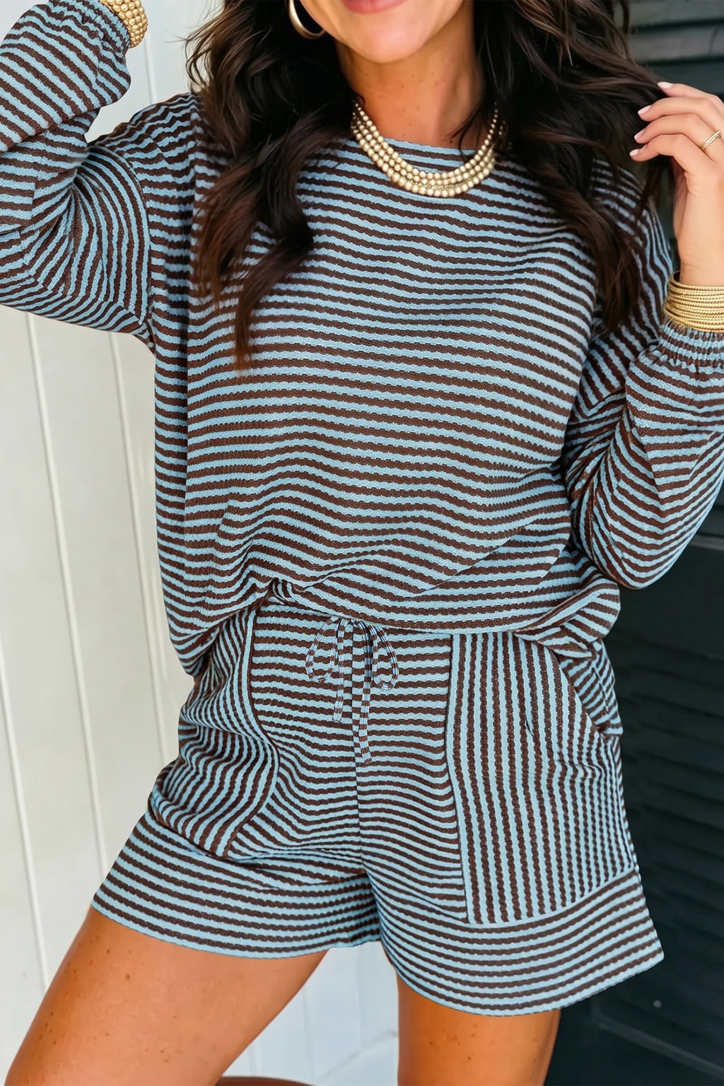 Striped Knit Short Set (4 Colors Available)