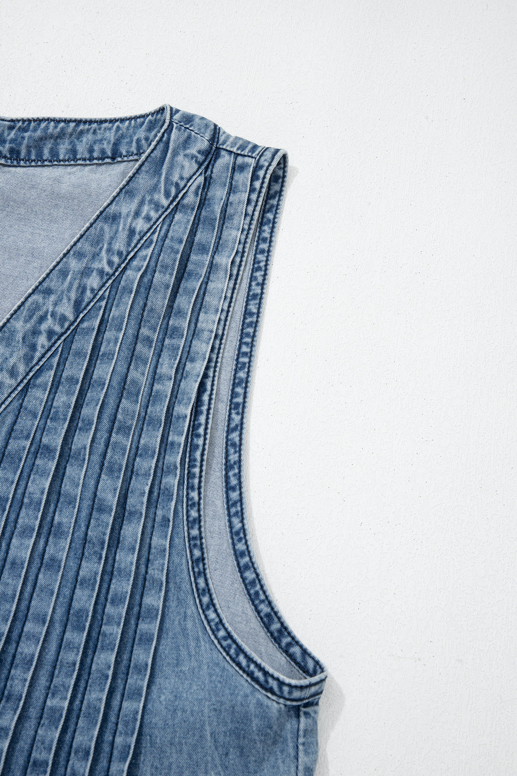 Acid Wash Denim Wide Leg Jumpsuit