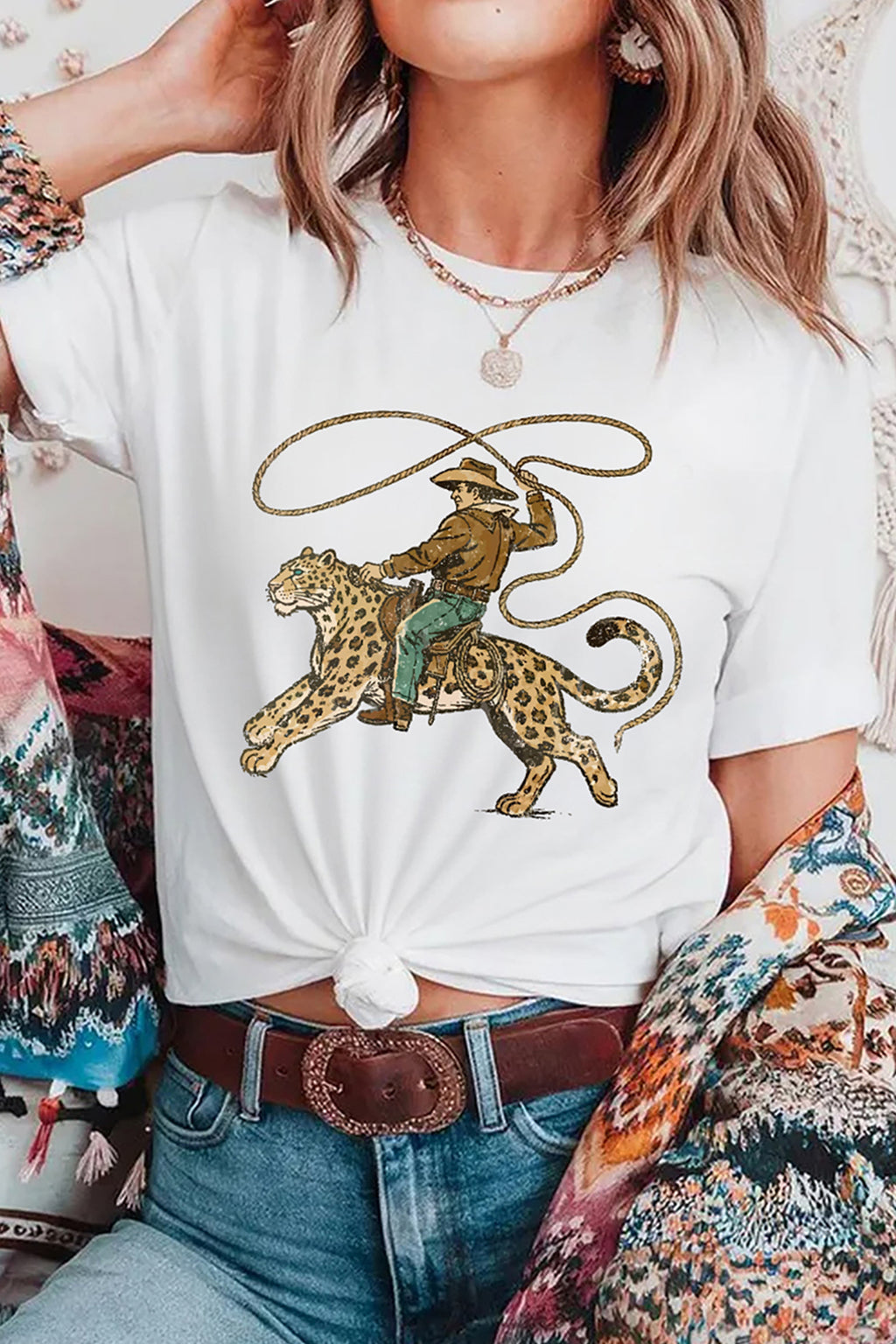 Leopard Rodeo Cowboy Graphic Tee