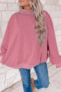 Striped Mock Neck Sweatshirt (4 Colors Available)
