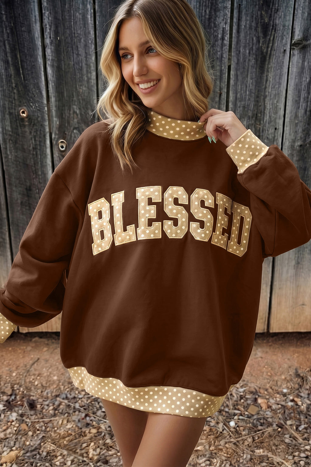 Polka Dot Grace, Blessed & Faith Baggy Sweatshirt (3 Options Available)