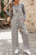 Brown Camouflage Ribbed Full-Length Jumpsuit