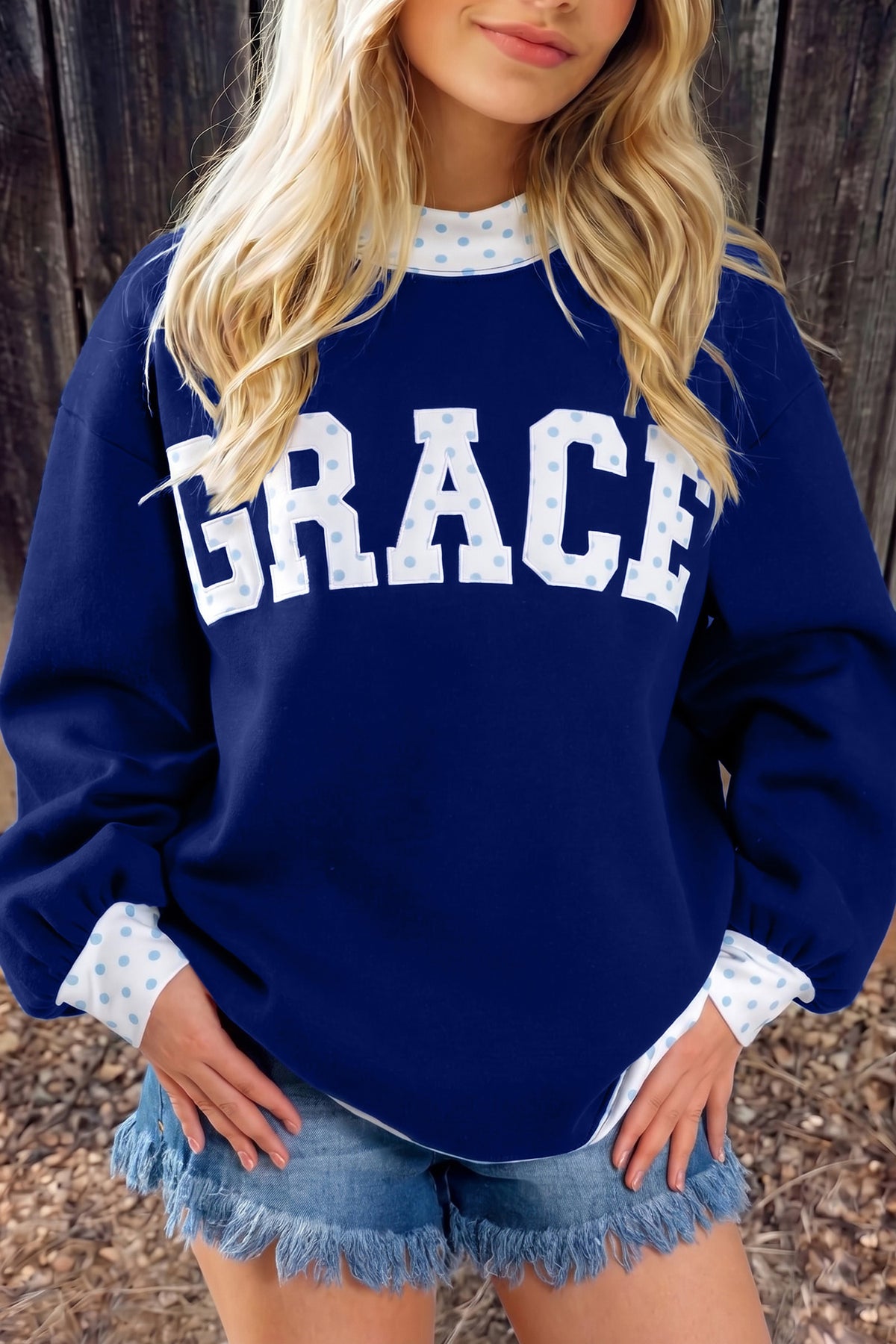 Polka Dot Grace, Blessed & Faith Baggy Sweatshirt (3 Options Available)
