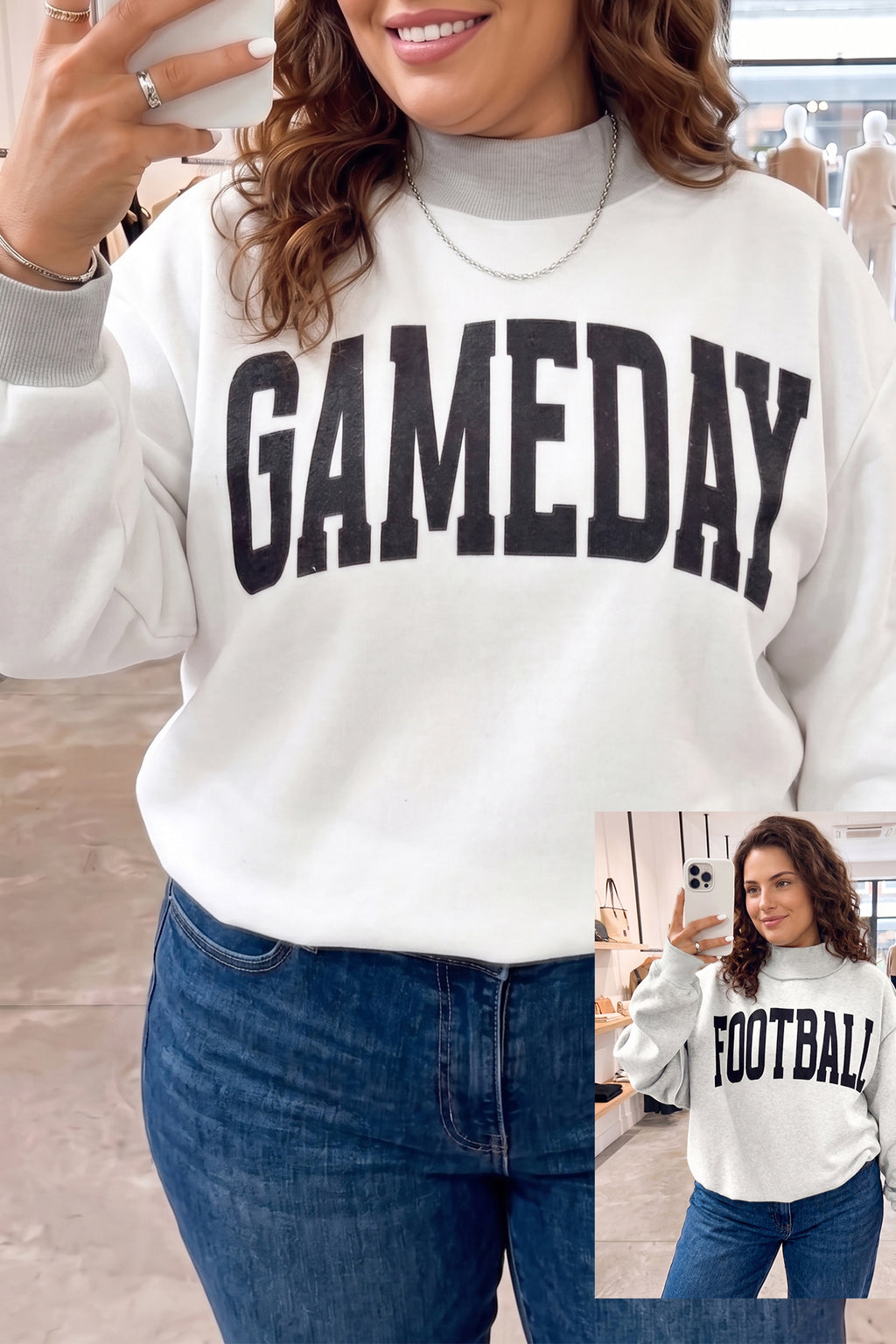 Game Day/ Football Reversible Plus Size Sweatshirt