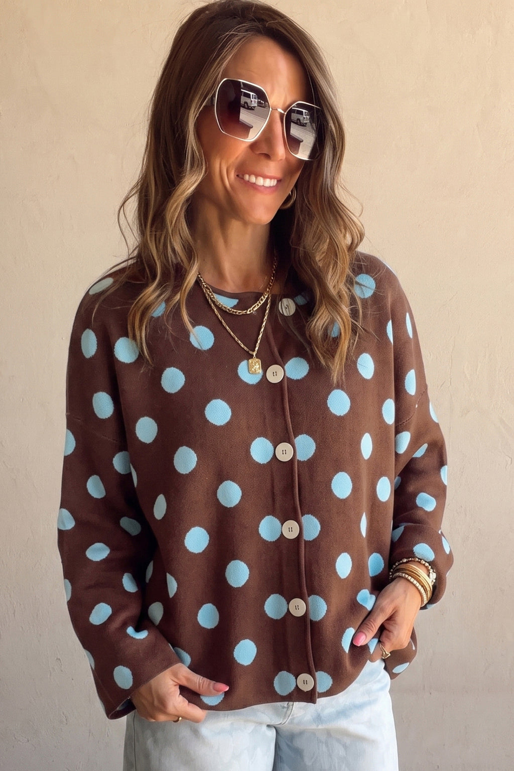 Polka Dot Button Down Cardigan