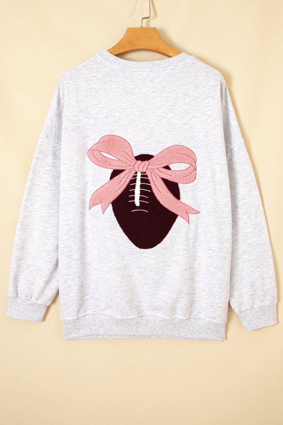 Embroidered Football Bow Sweatshirt