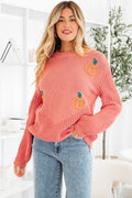 Pumpkin Embroidered Sweater