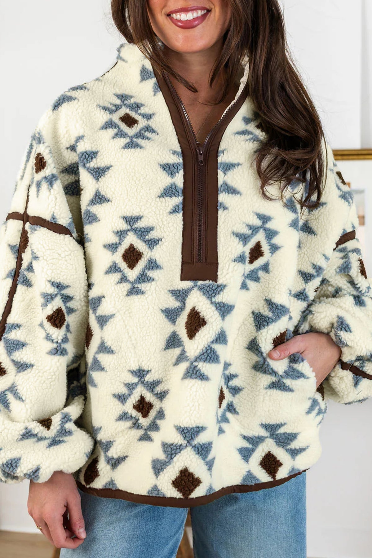Sherpa Aztec Print Pullover