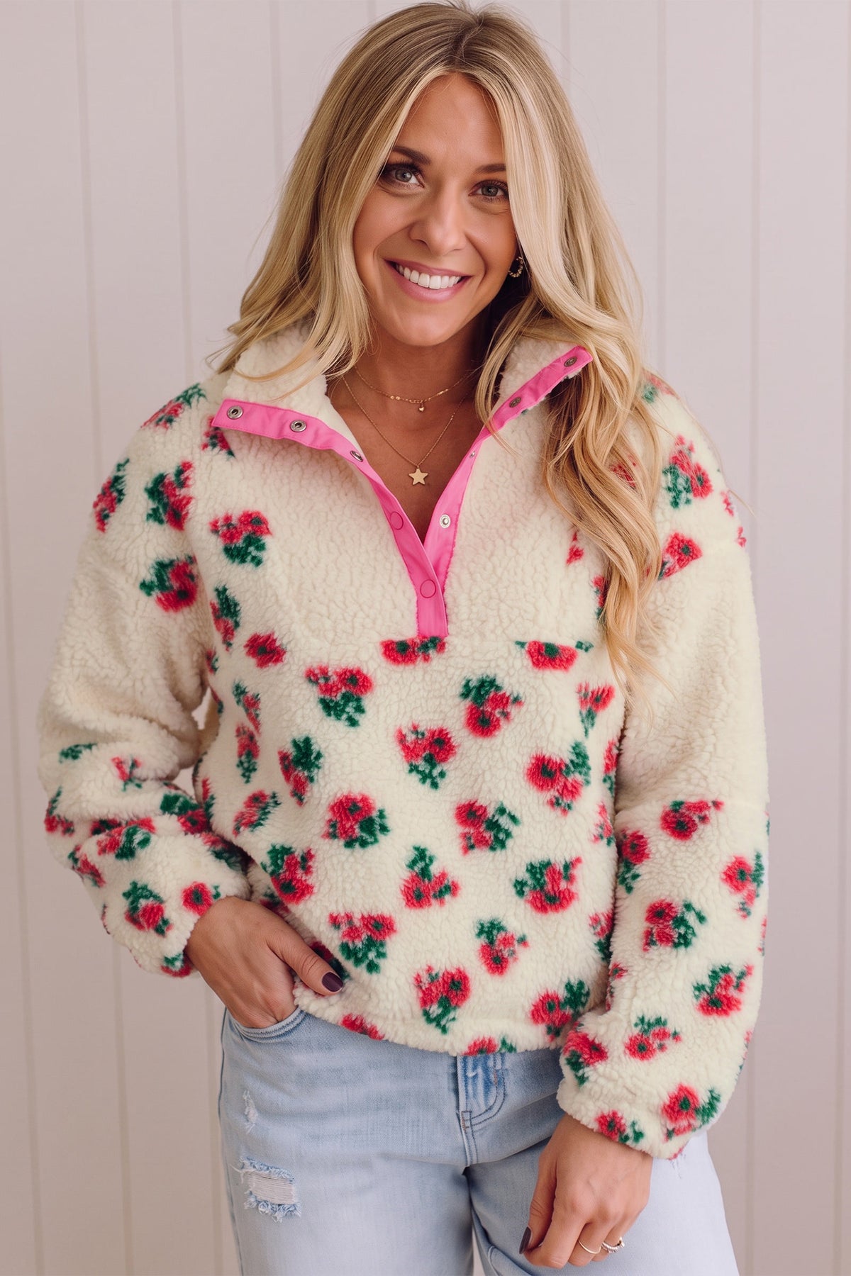 Floral Fleece Pullover