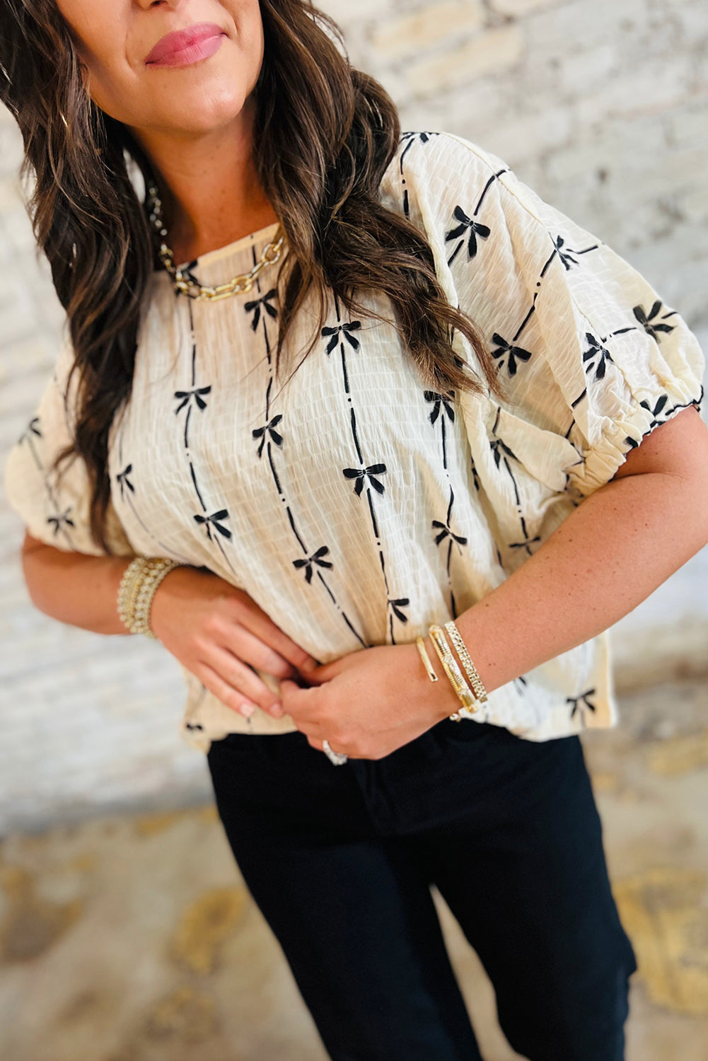Bow Puff Sleeve Top