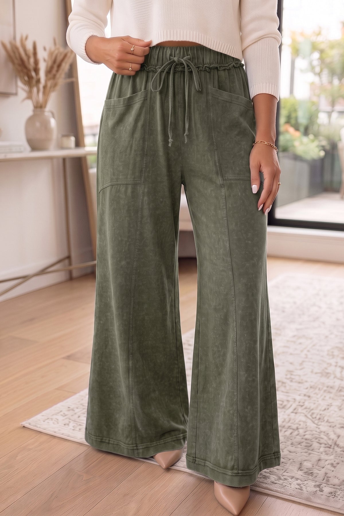 Mineral Wash Flare Leg Pants (3 Colors Available)