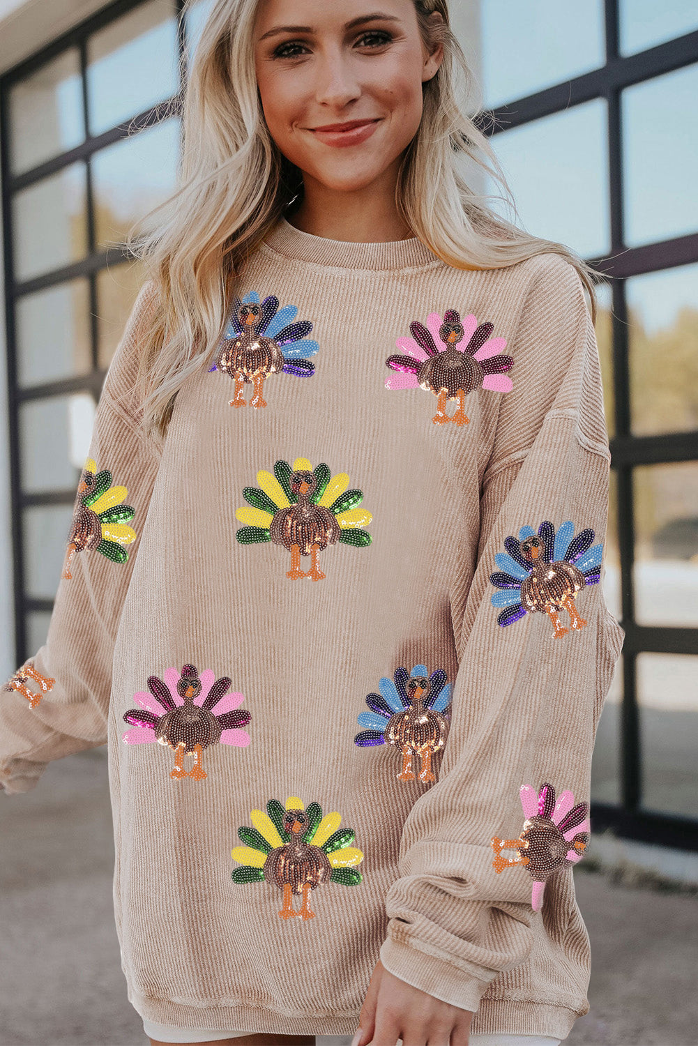 Turkey Graphic Corded Sweatshirt (4 Colors Available)