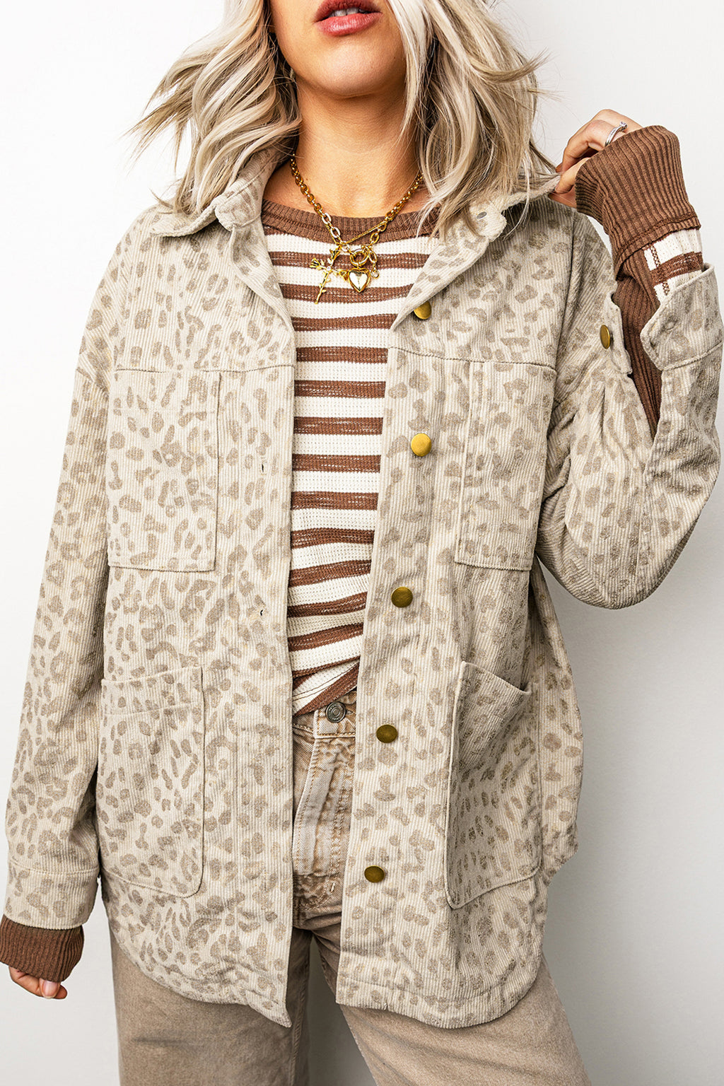 Leopard Print Corduroy Shacket