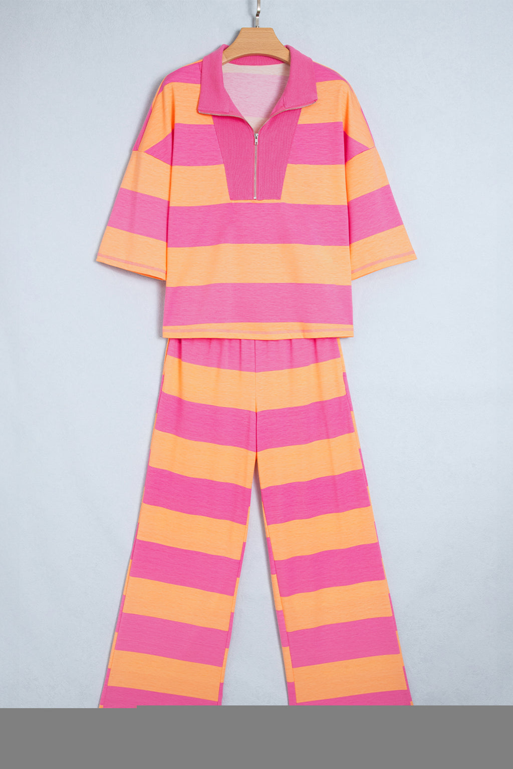 Stripe Colorblock Half Sleeve Top & Pants Set