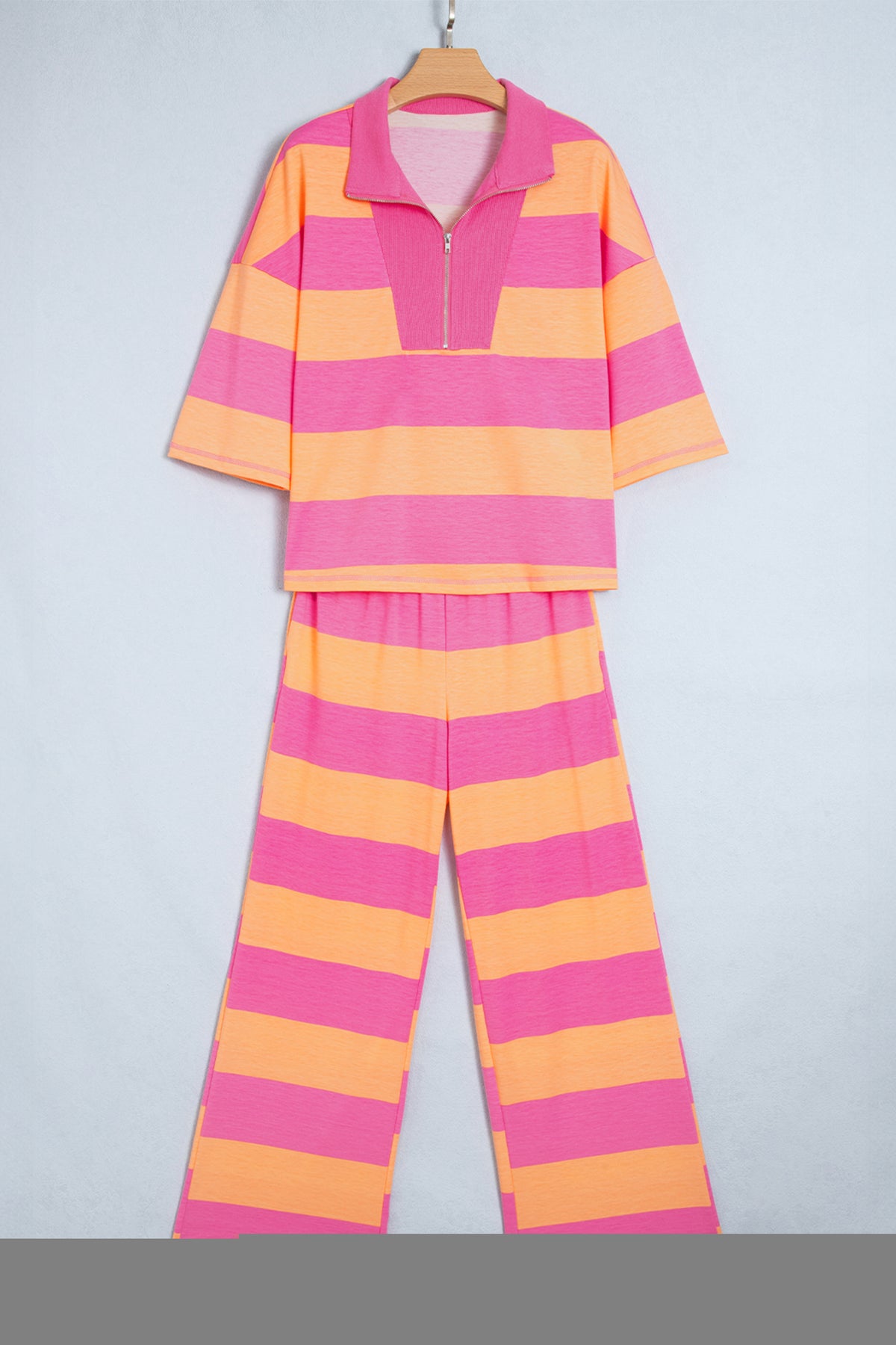 Stripe Colorblock Half Sleeve Top & Pants Set