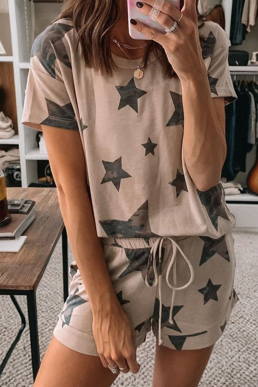 Camo Star Print Short Set