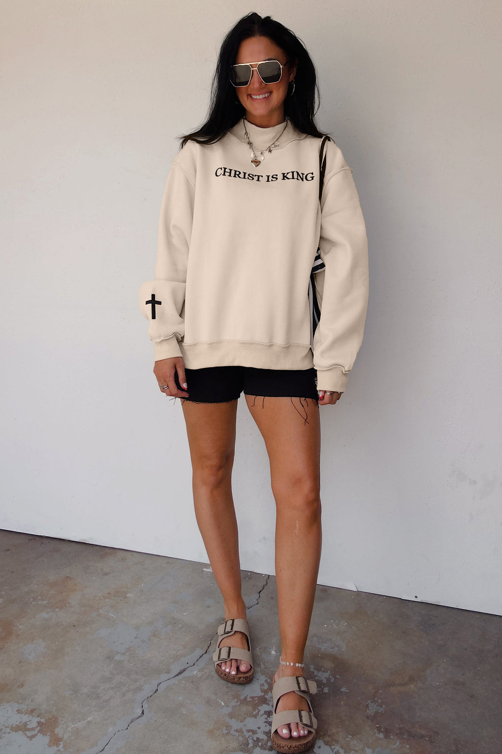 CHRIST IS KING Embroidered High Neck Sweatshirt (2 Colors Available)
