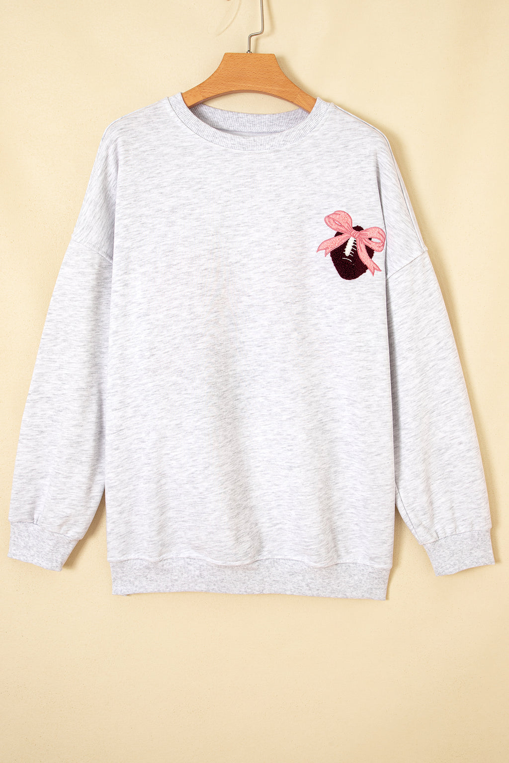 Embroidered Football Bow Sweatshirt