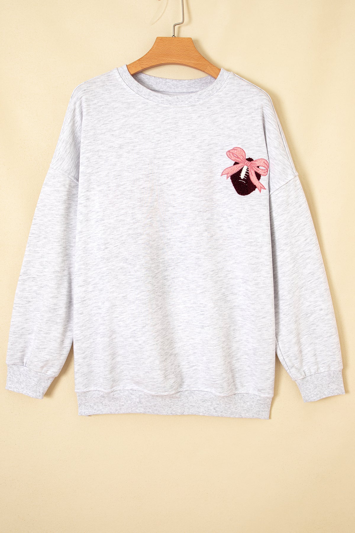 Embroidered Football Bow Sweatshirt