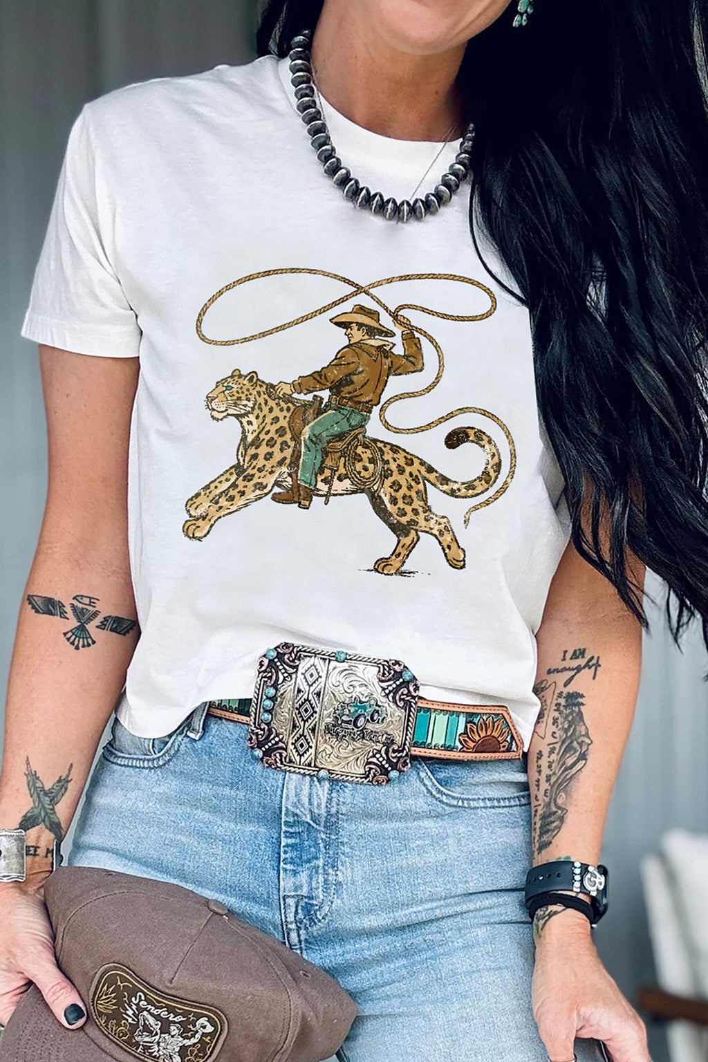 Leopard Rodeo Cowboy Graphic Tee