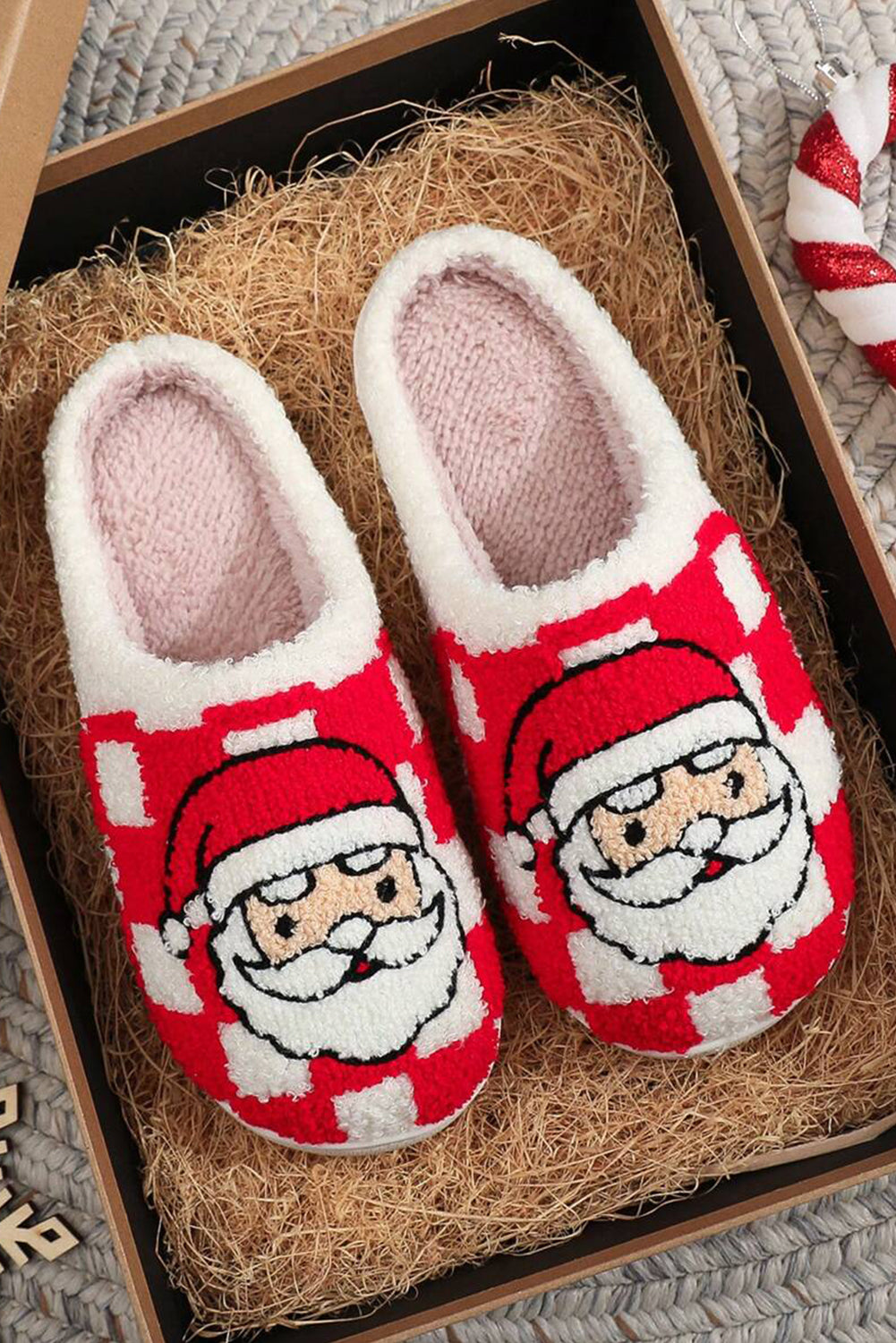 Checkered Santa Claus House Slippers