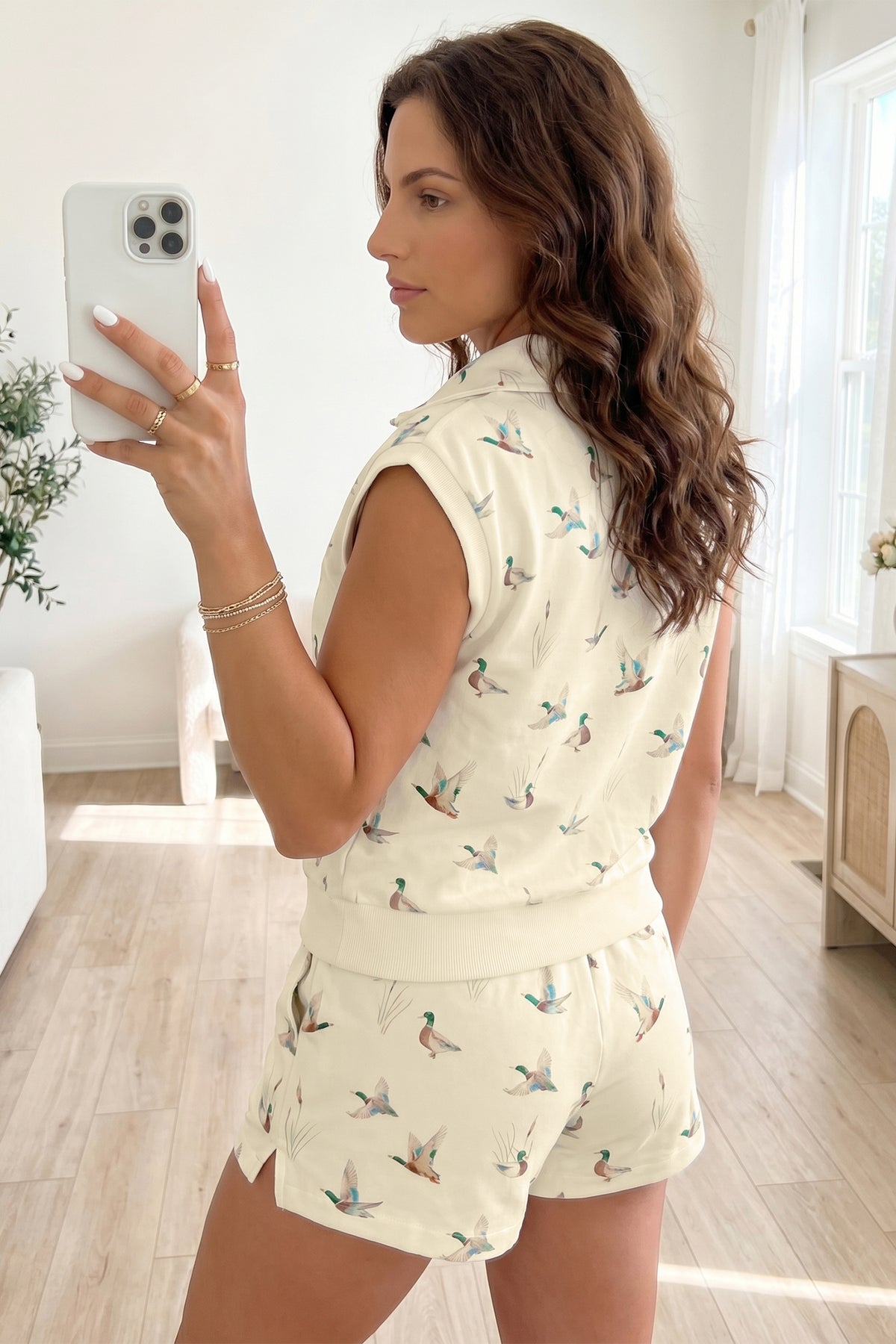 Mallard Print Zip Up Top & Short Set