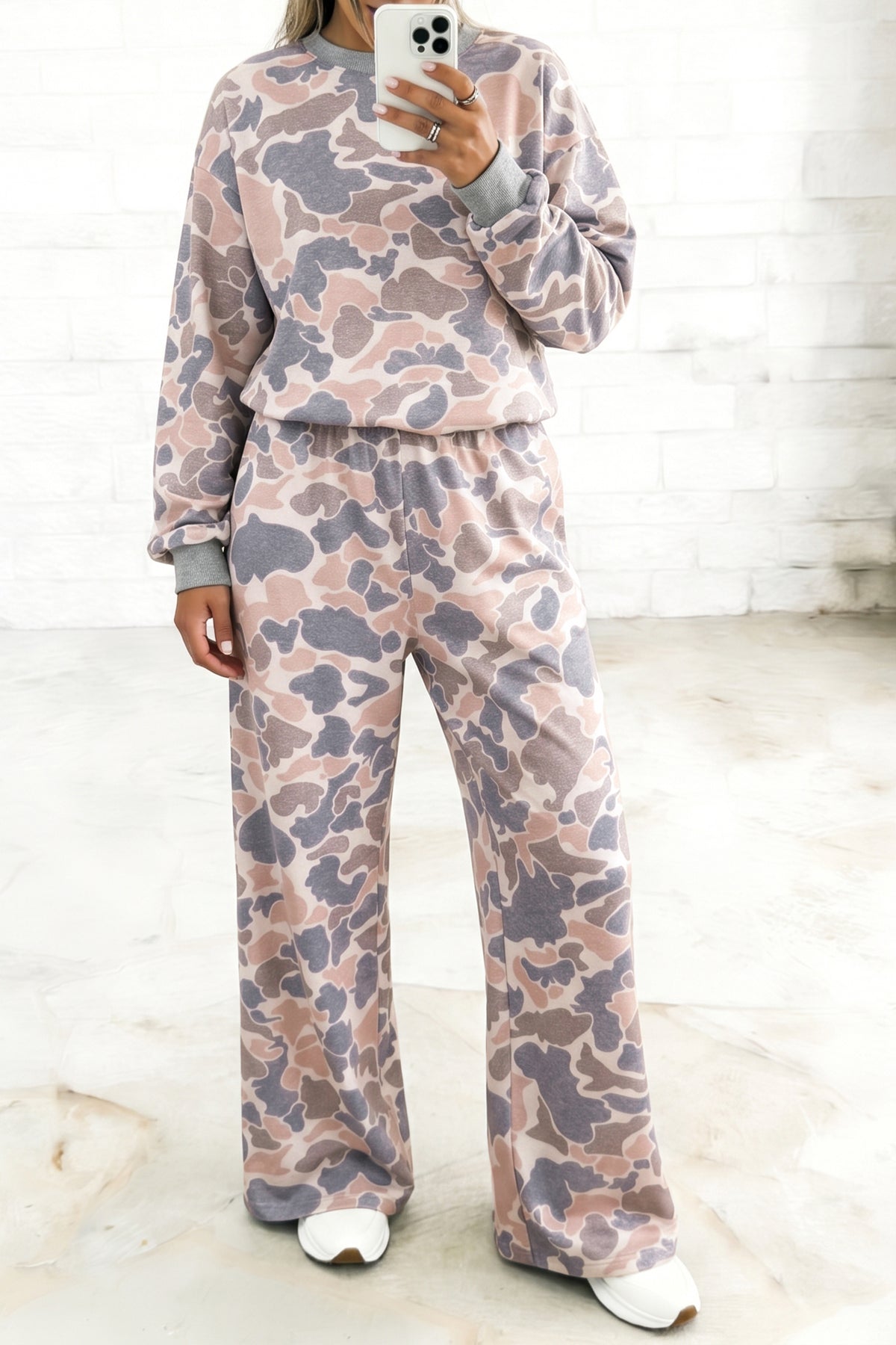 Camouflage Long Sleeve Top & Pants Set