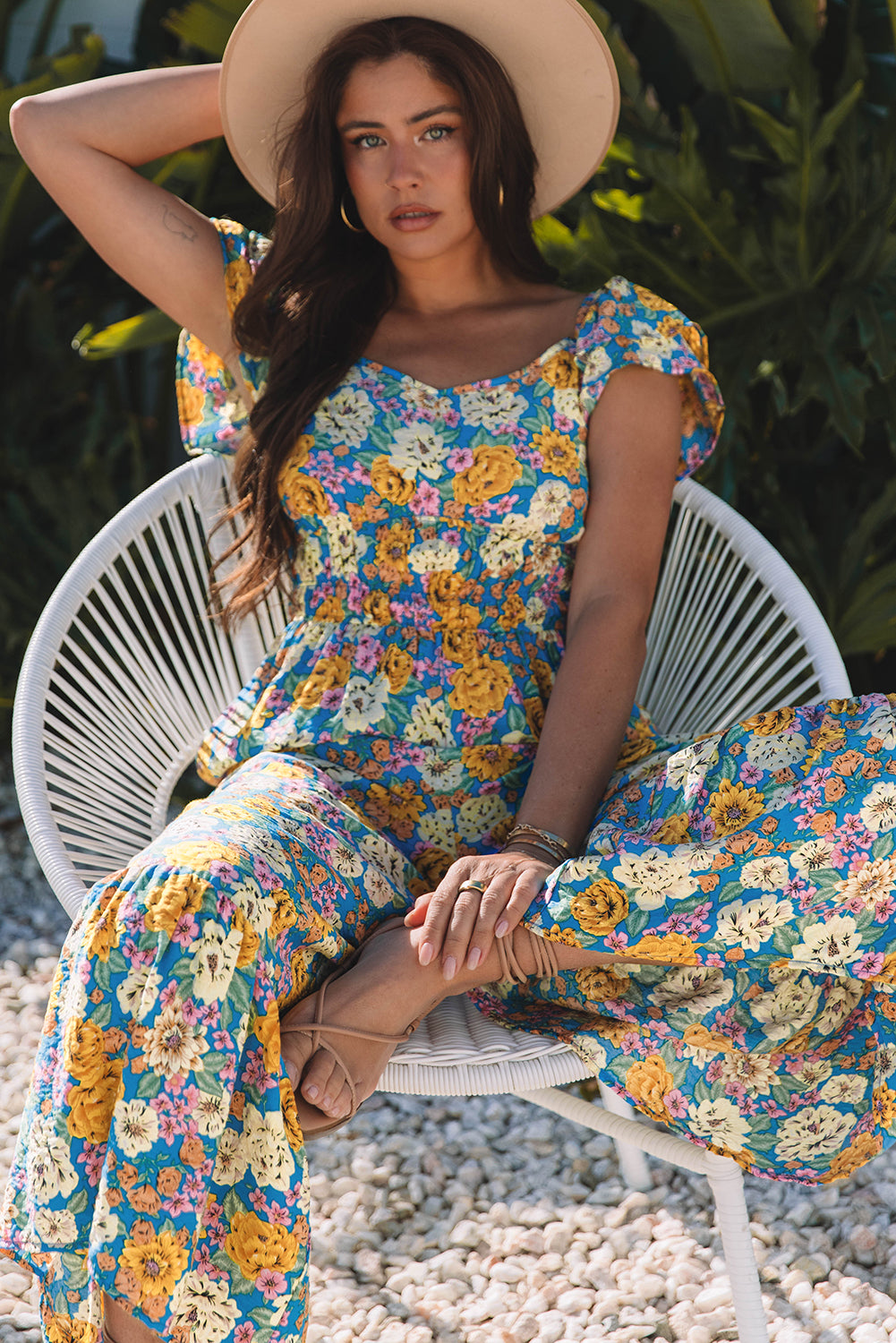 Floral Cut Out High Waist Jumpsuit