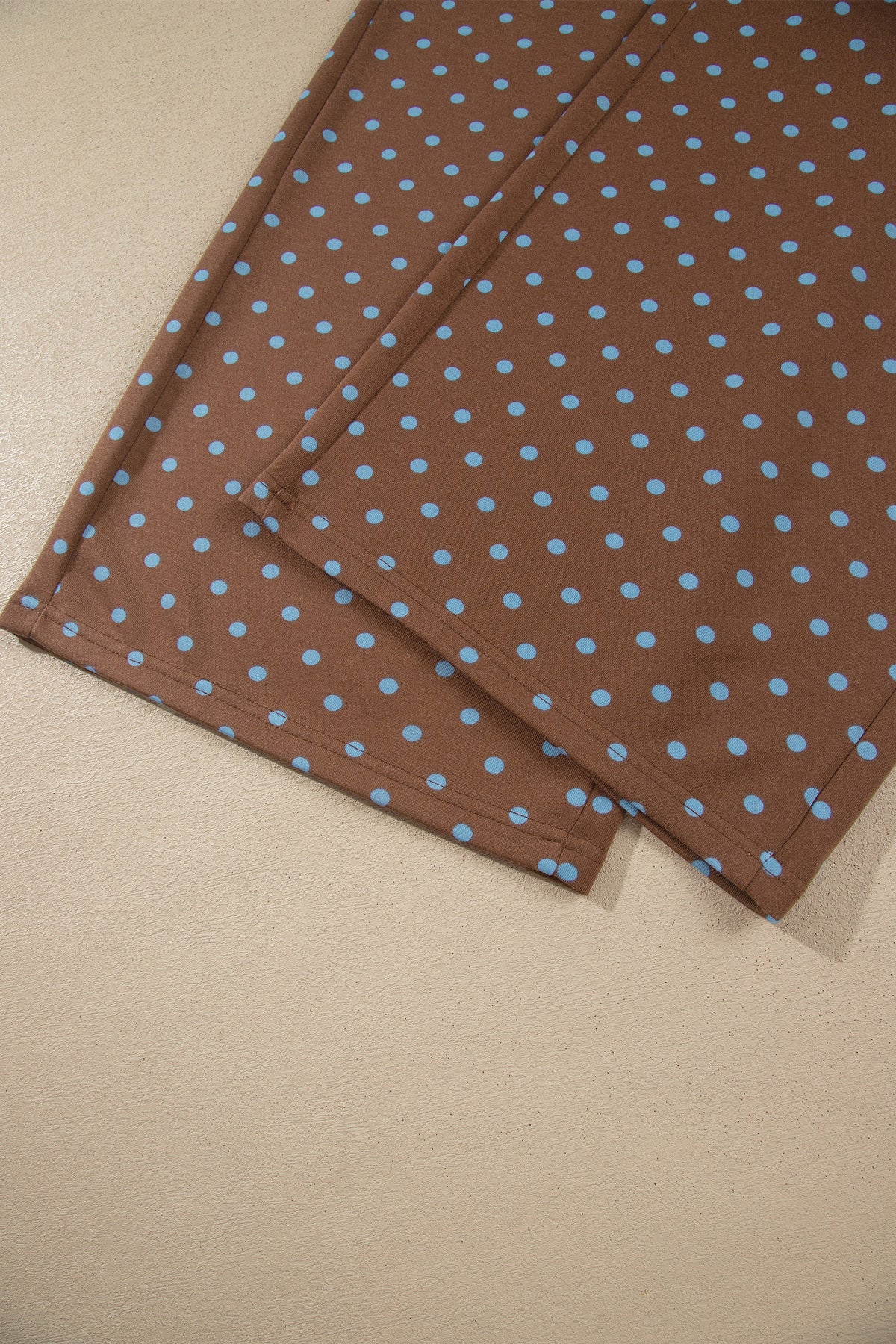 Polka Dot Round Neck Long Sleeve Plus Size Pant Set