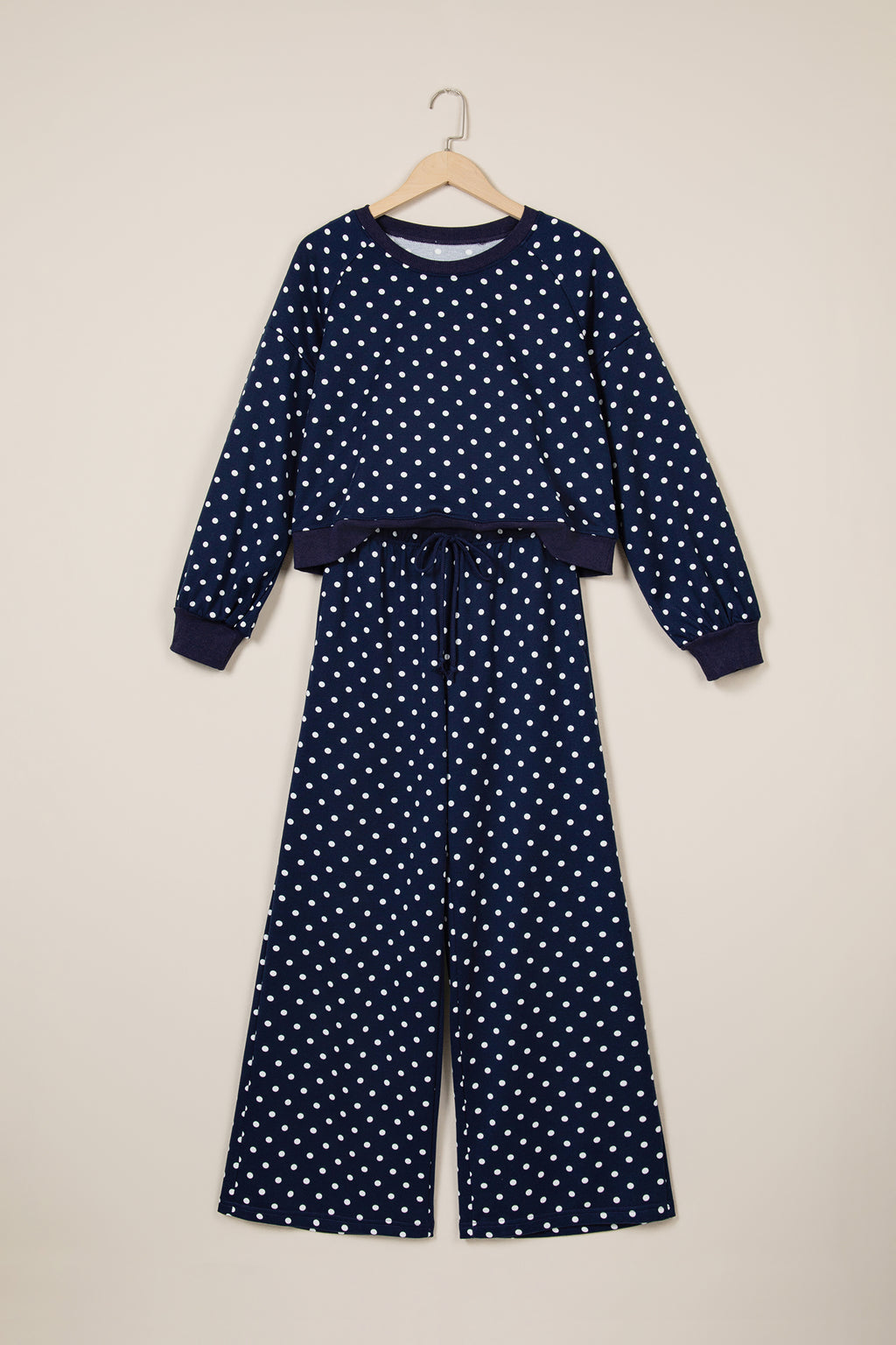 Polka Dot Long Sleeve Top & Wide Leg Pant Set (3 Colors Available)