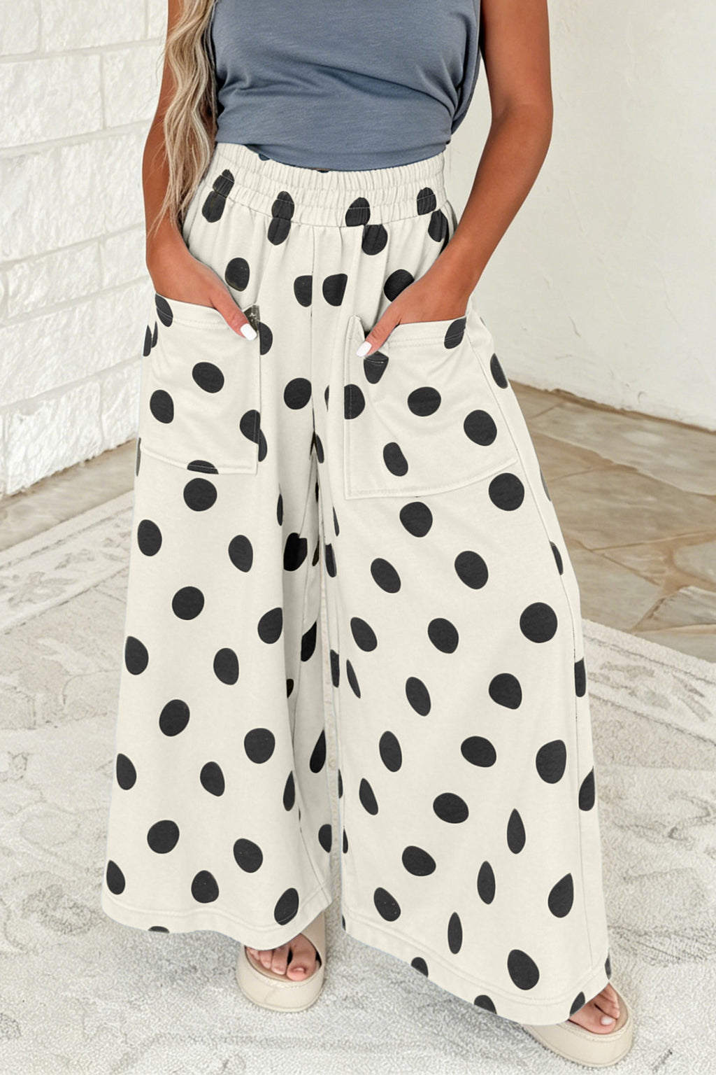 Polka Dot Wide Leg Pants (4 Colors Available)
