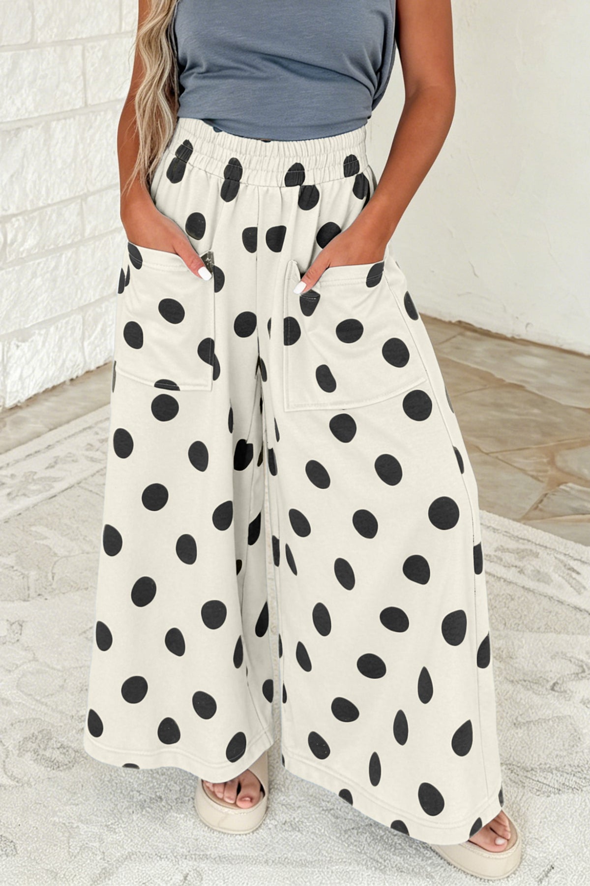 Polka Dot Wide Leg Pants (4 Colors Available)