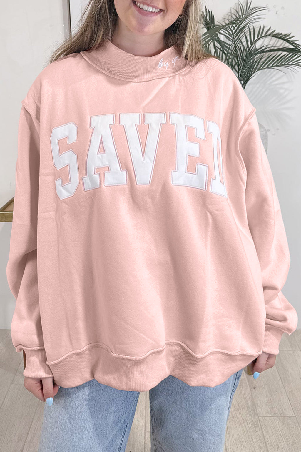 Saved By Grace Embroidered Sweatshirt (2 Colors Available)