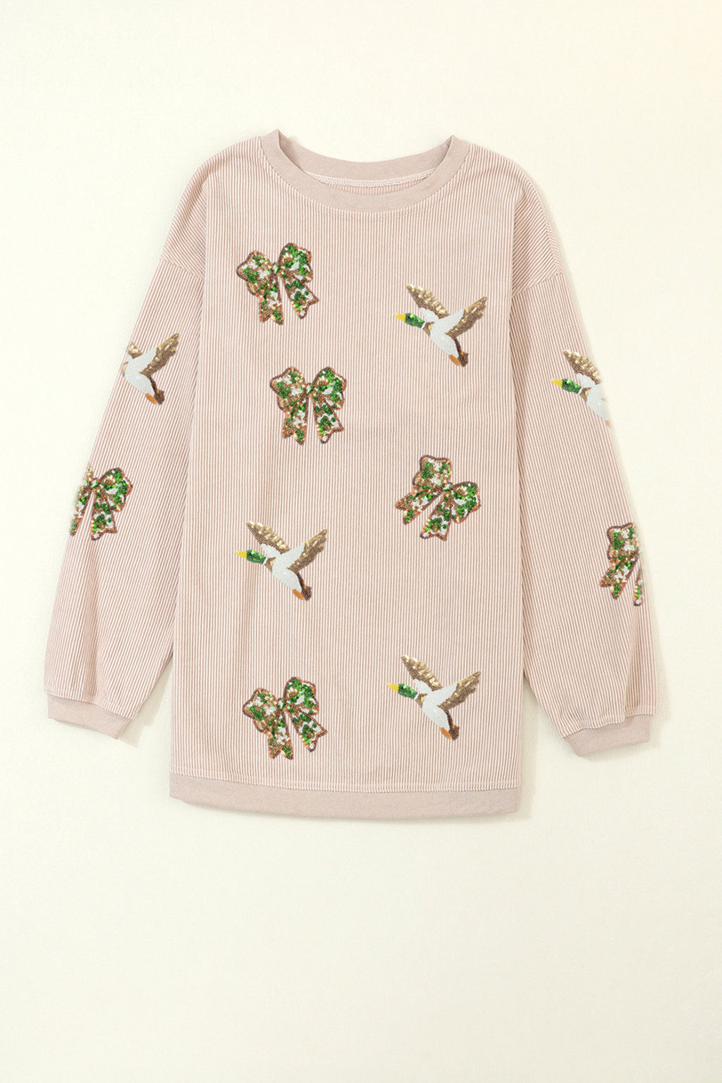 Sequin Patched Mallard Bow Oversized Sweatshirt