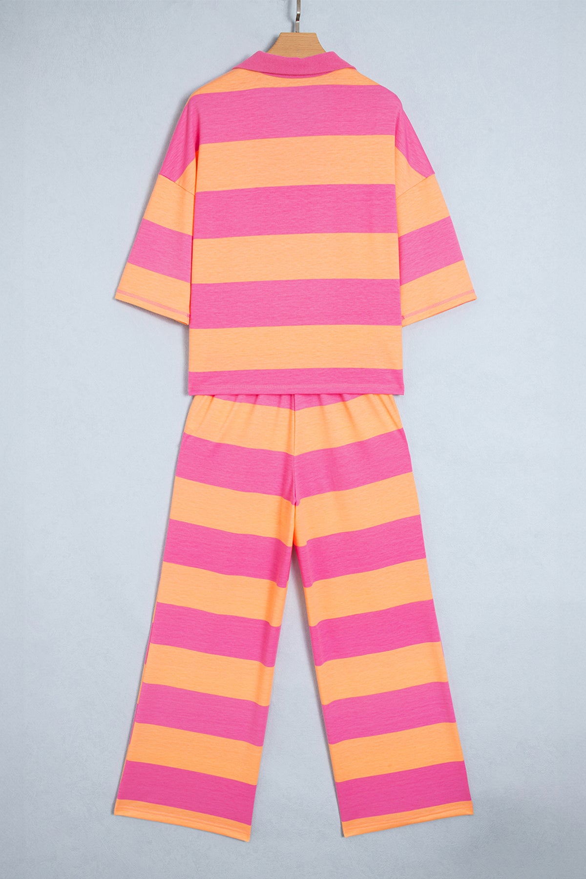 Stripe Colorblock Half Sleeve Top & Pants Set