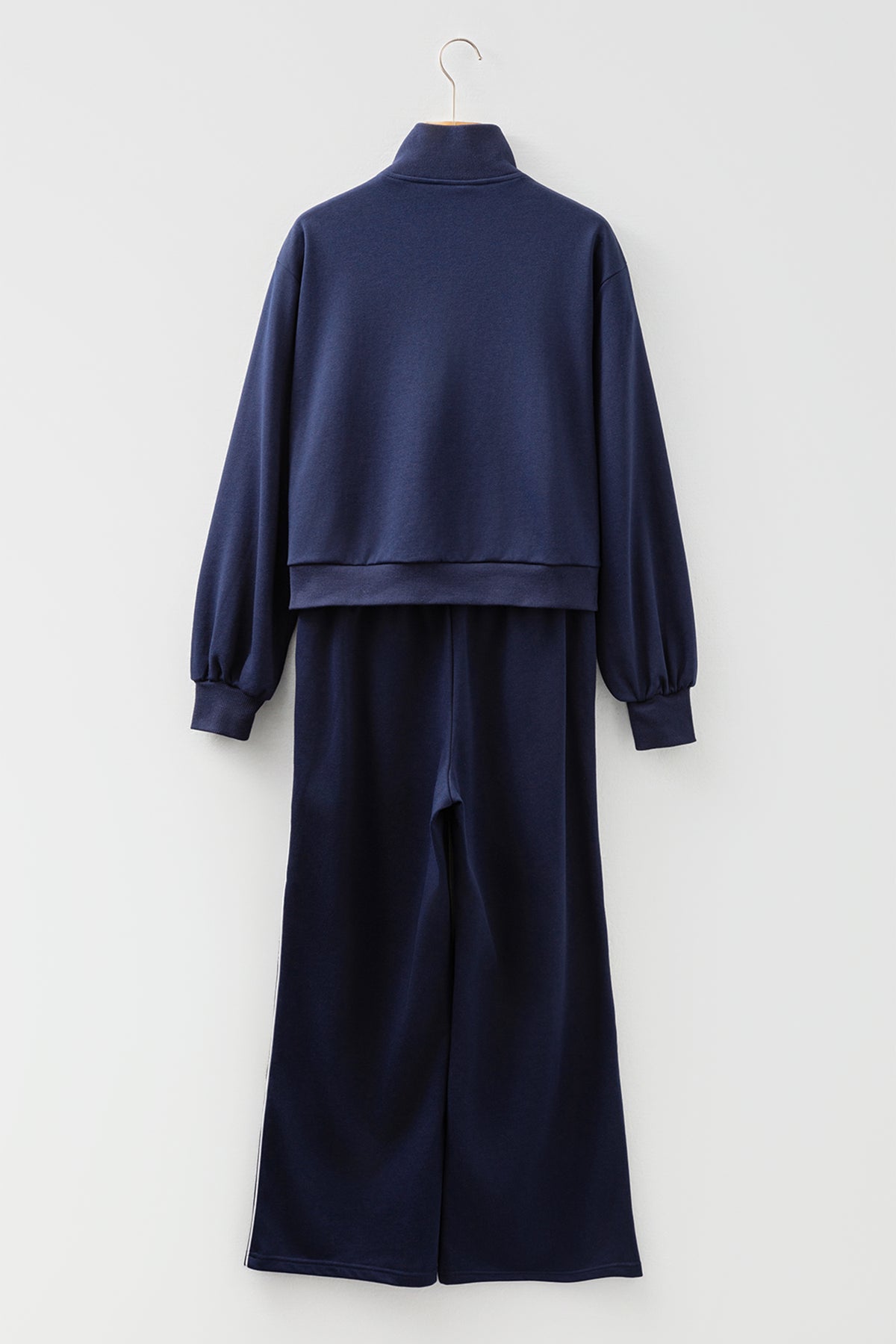 Navy Blue Pullover & Cropped Pants Set
