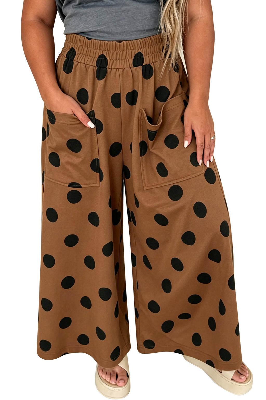 Polka Dot Wide Leg Plus Size Pants (3 Colors Available)