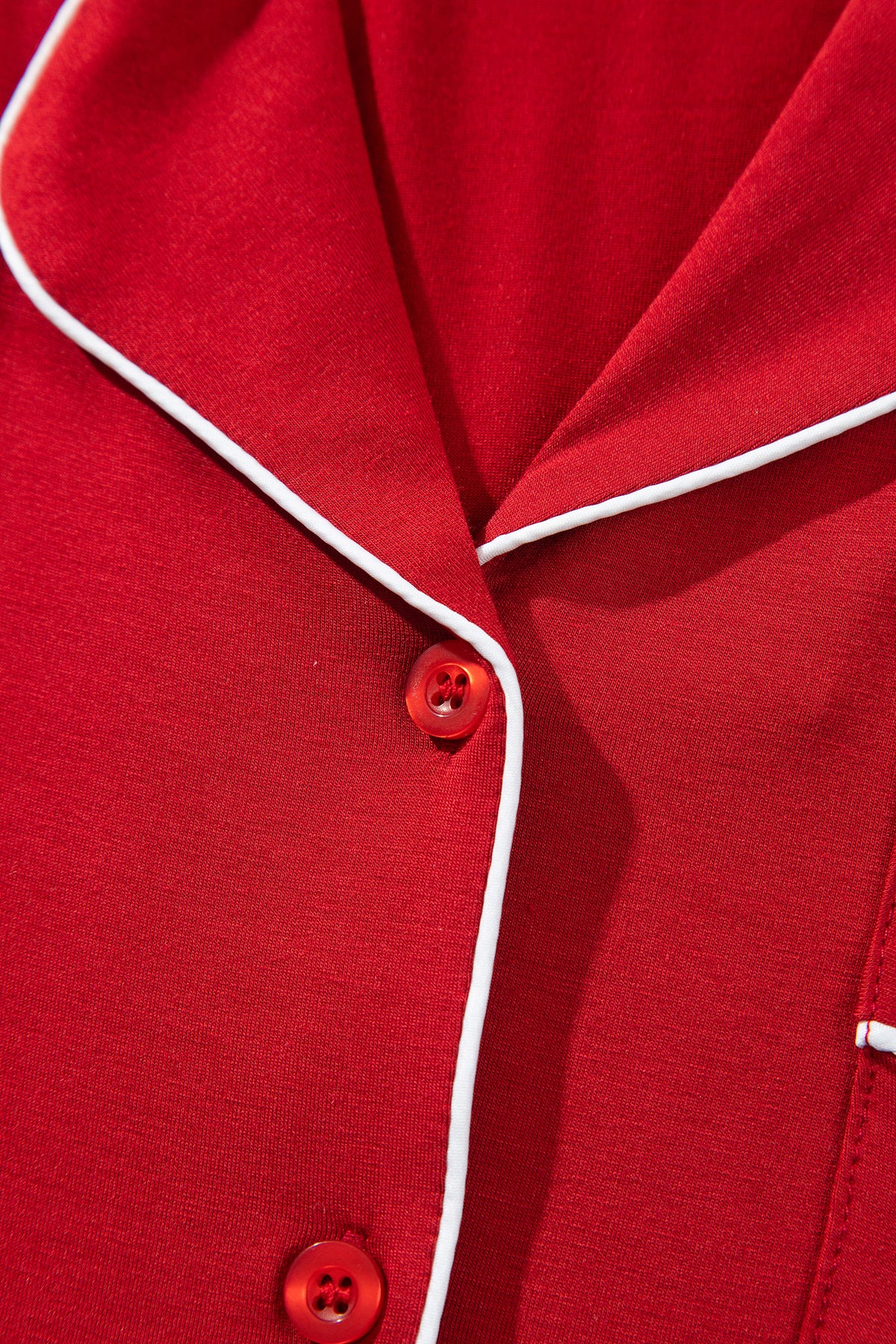 Bow Embroidered Pocket Detail Pajama Set