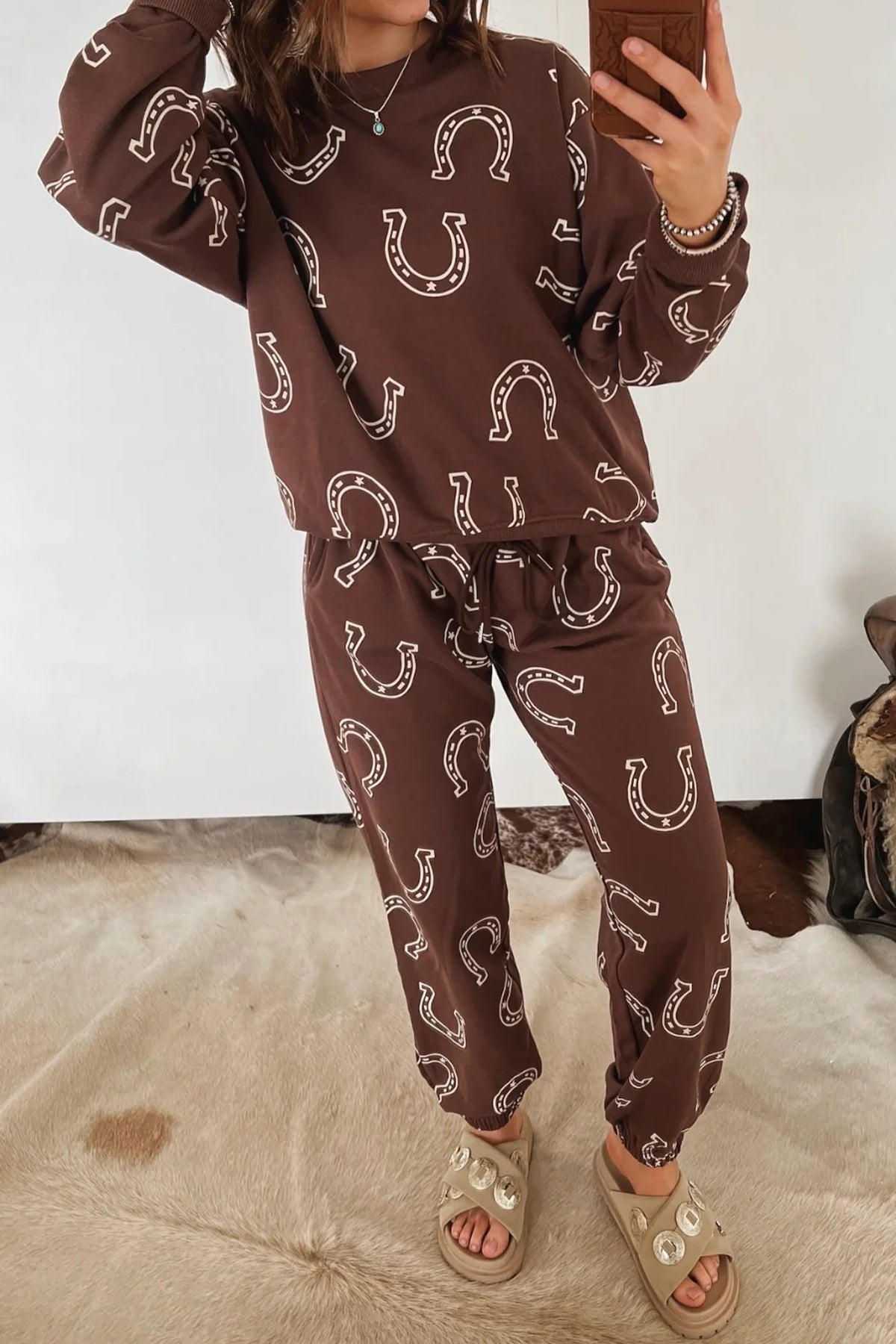 Western Print Pant Set