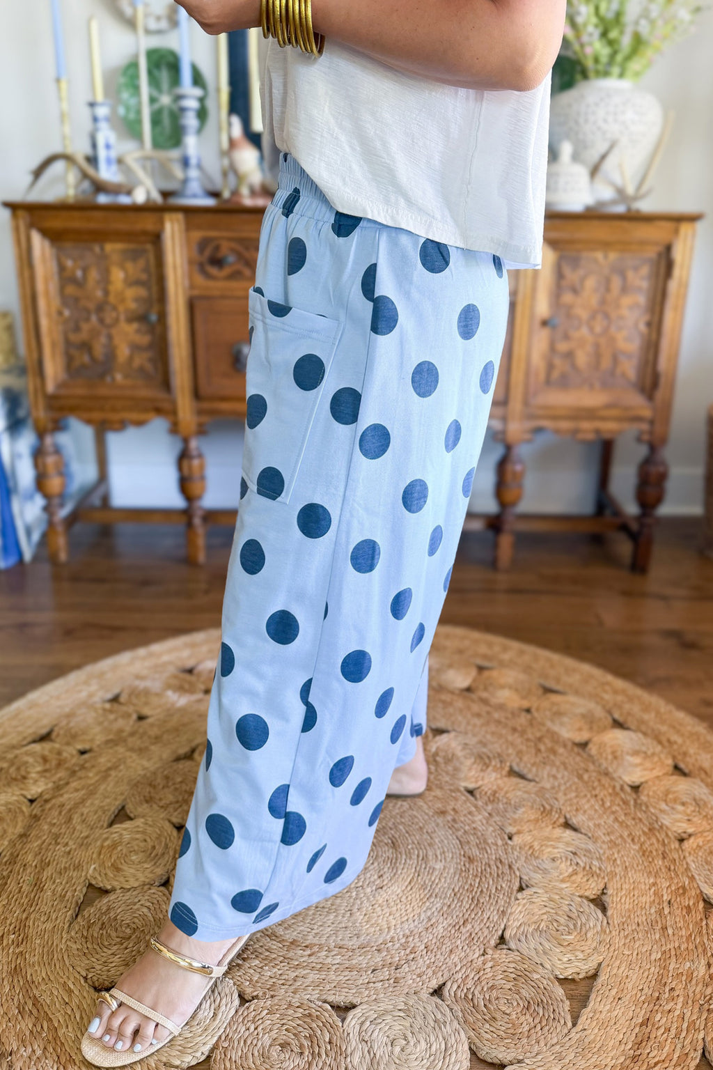 Polka Dot Wide Leg Plus Size Pants (3 Colors Available)