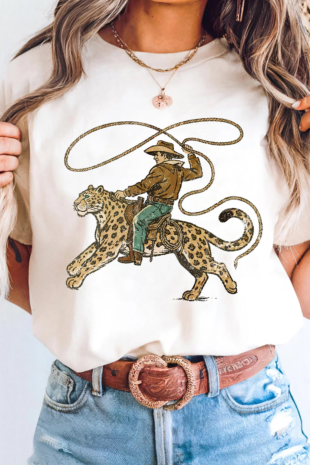 Leopard Rodeo Cowboy Graphic Tee