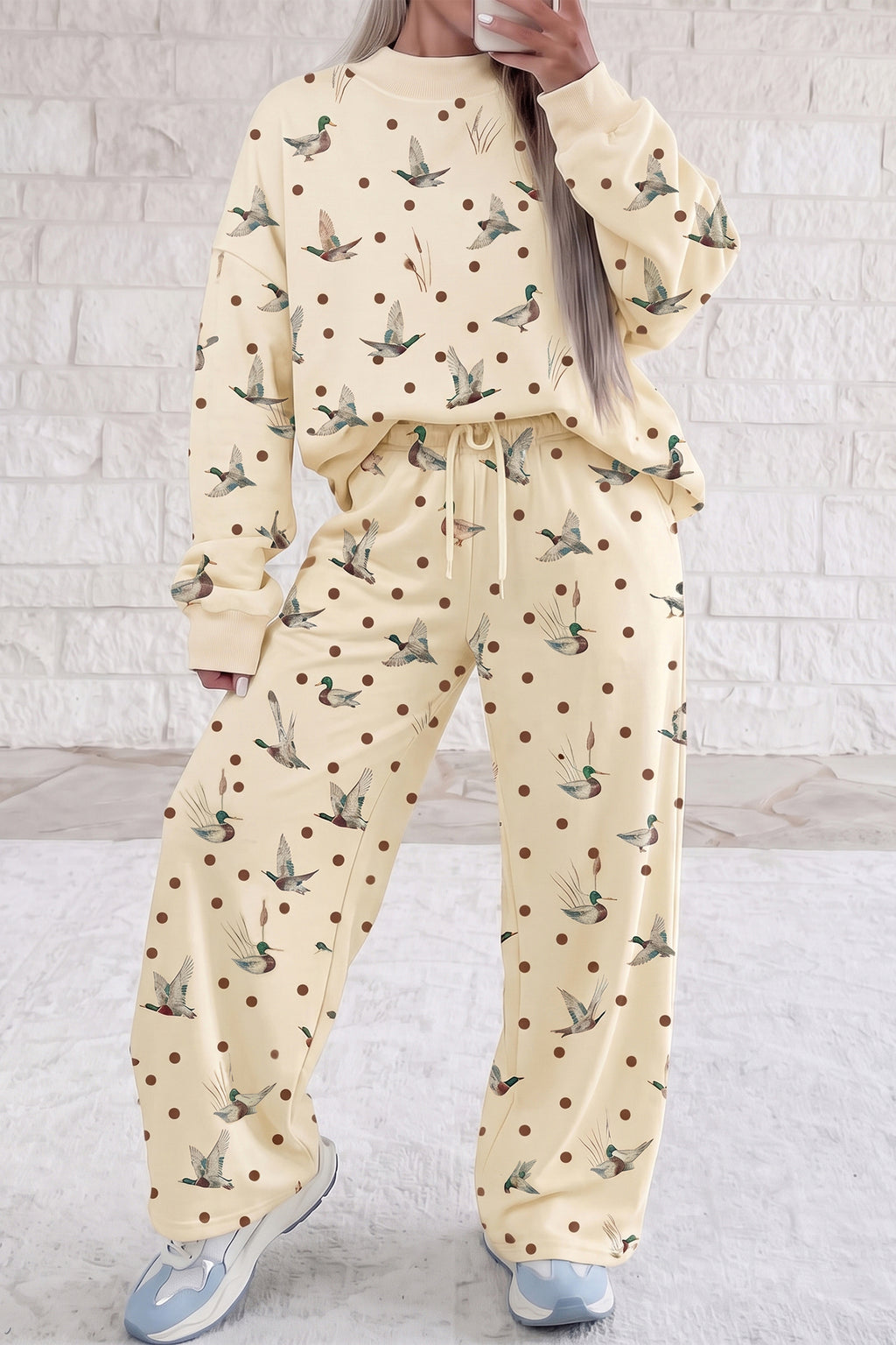 Polka Dot Mallard Crewneck Pullover & Pants Set