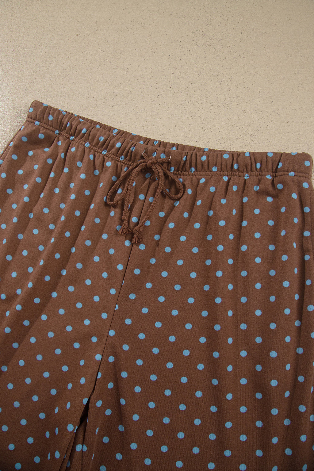 Polka Dot Round Neck Long Sleeve Plus Size Pant Set